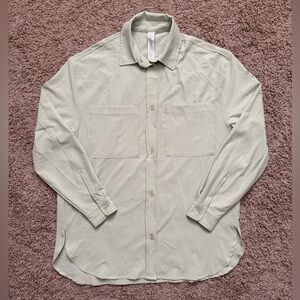 Alo Yoga Dreamscape Button Down Oversized Long Sleeve Shirt Women's XS Green